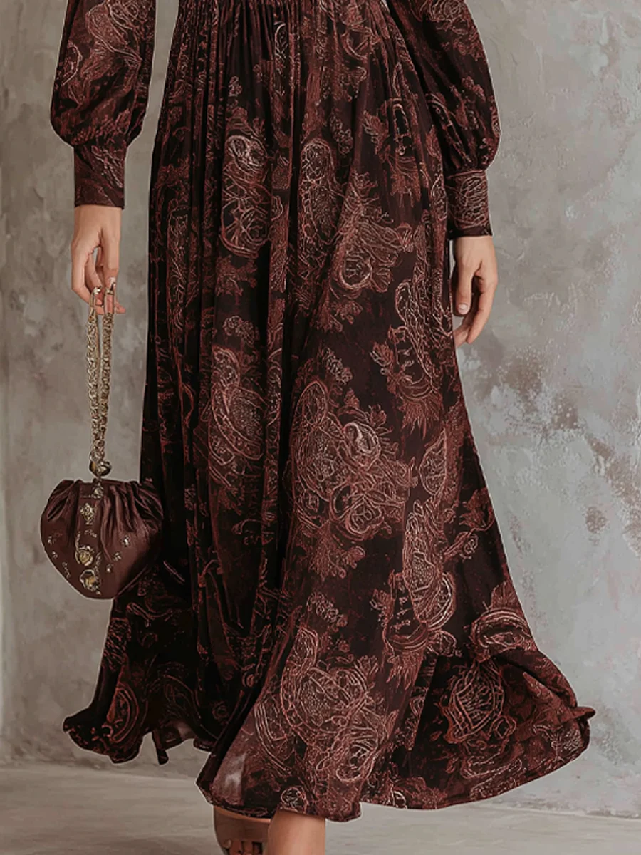 Ariane™ | Robe Maxi Paisley avec Accent à la Taille