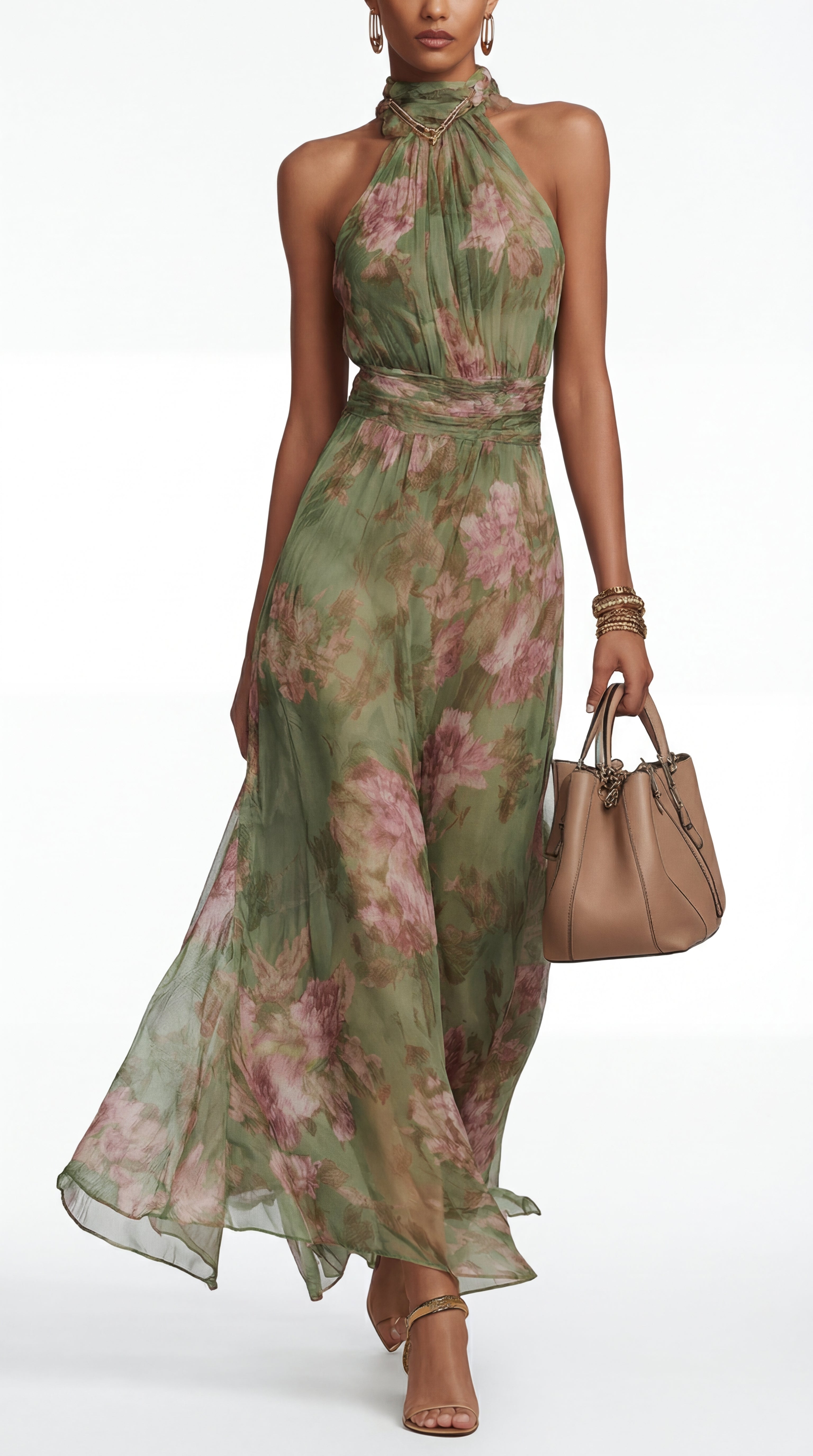 Livia | Robe maxi halter florale élégante