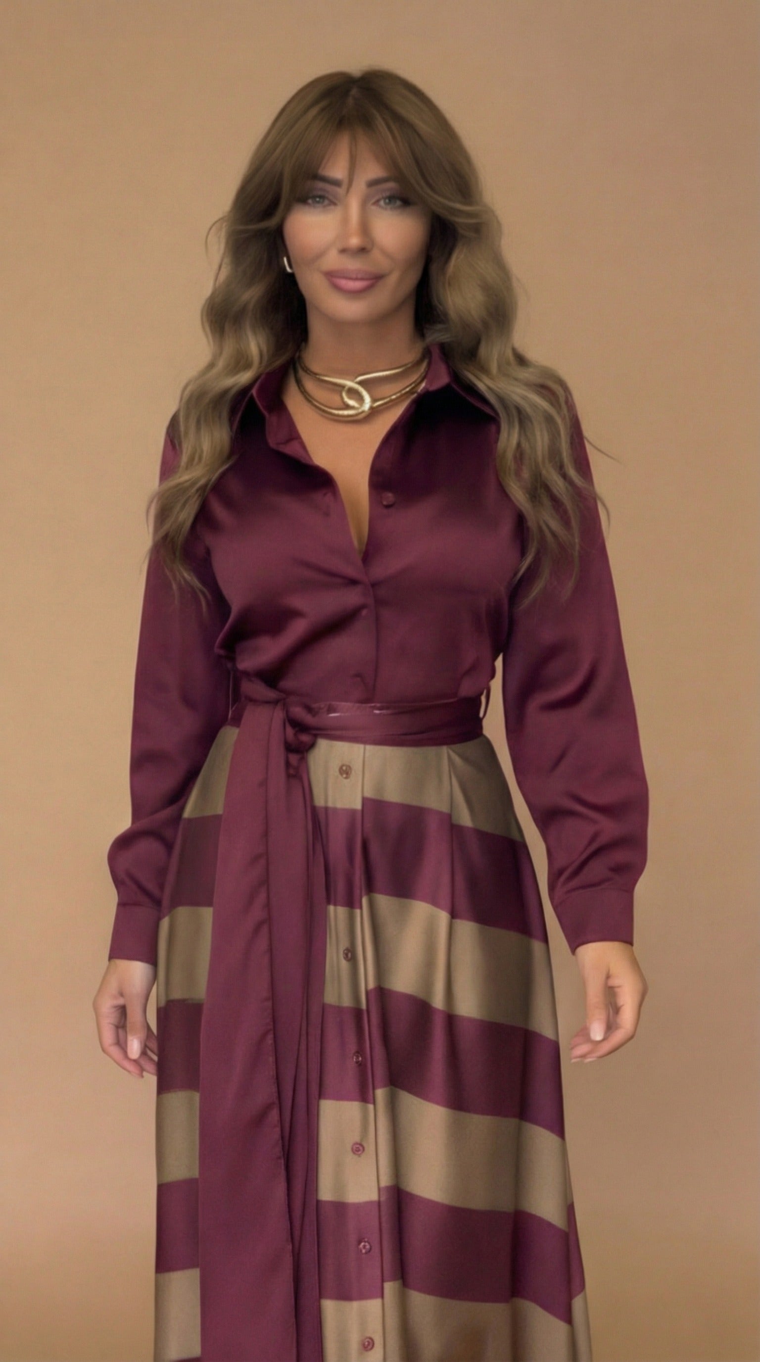Mila™ | Robe longue rayée avec dentelle