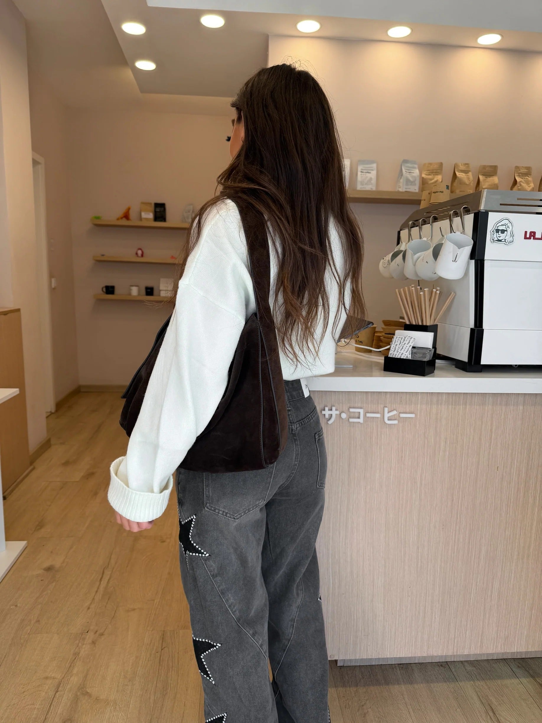 Livia™| Jean Droit Décontracté à Étoiles - Noir