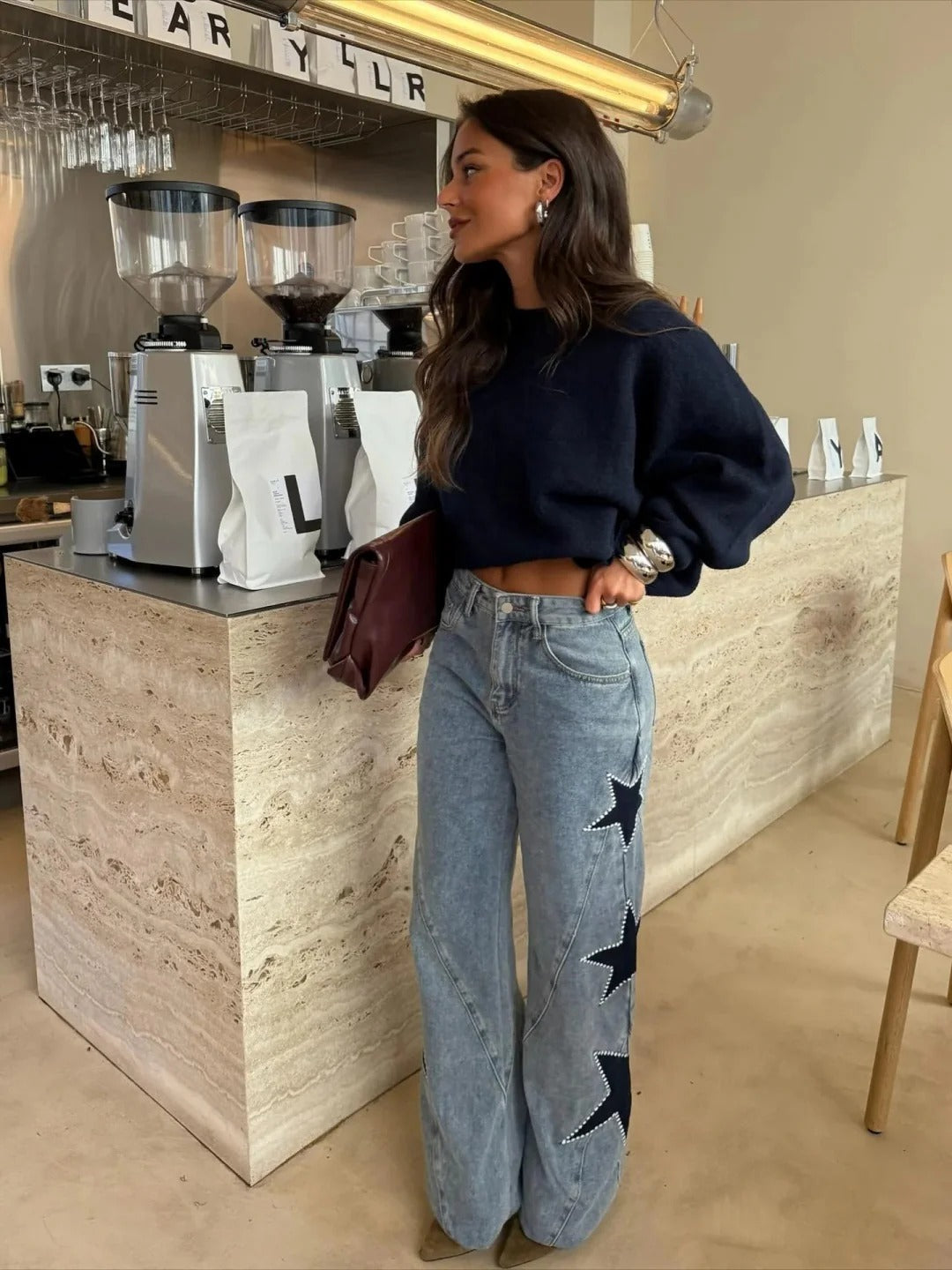 Ferrier™| Jean Casual Coupe Droite à Étoiles