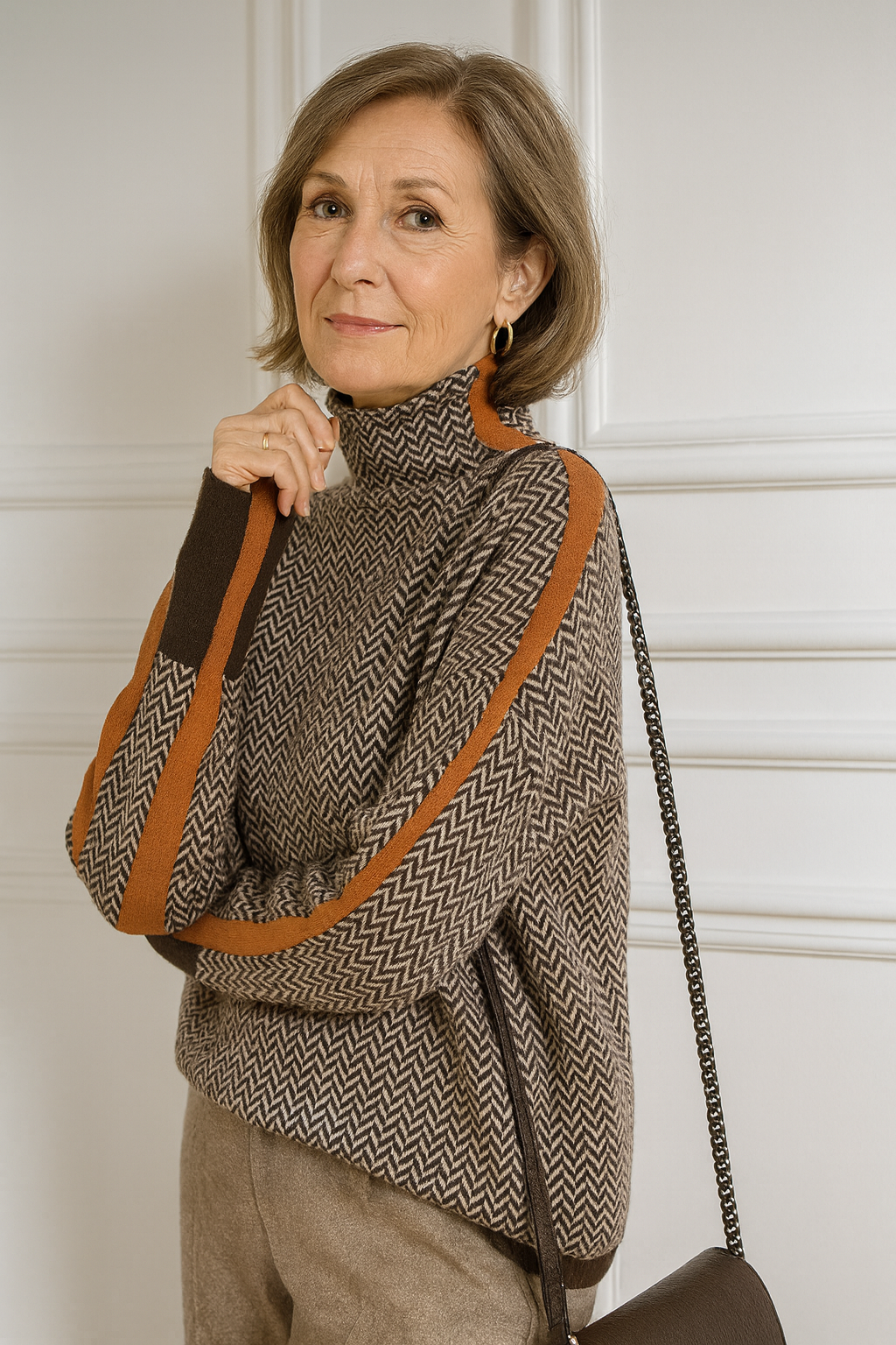 Lucía™ – Pull col à rayures contrastées