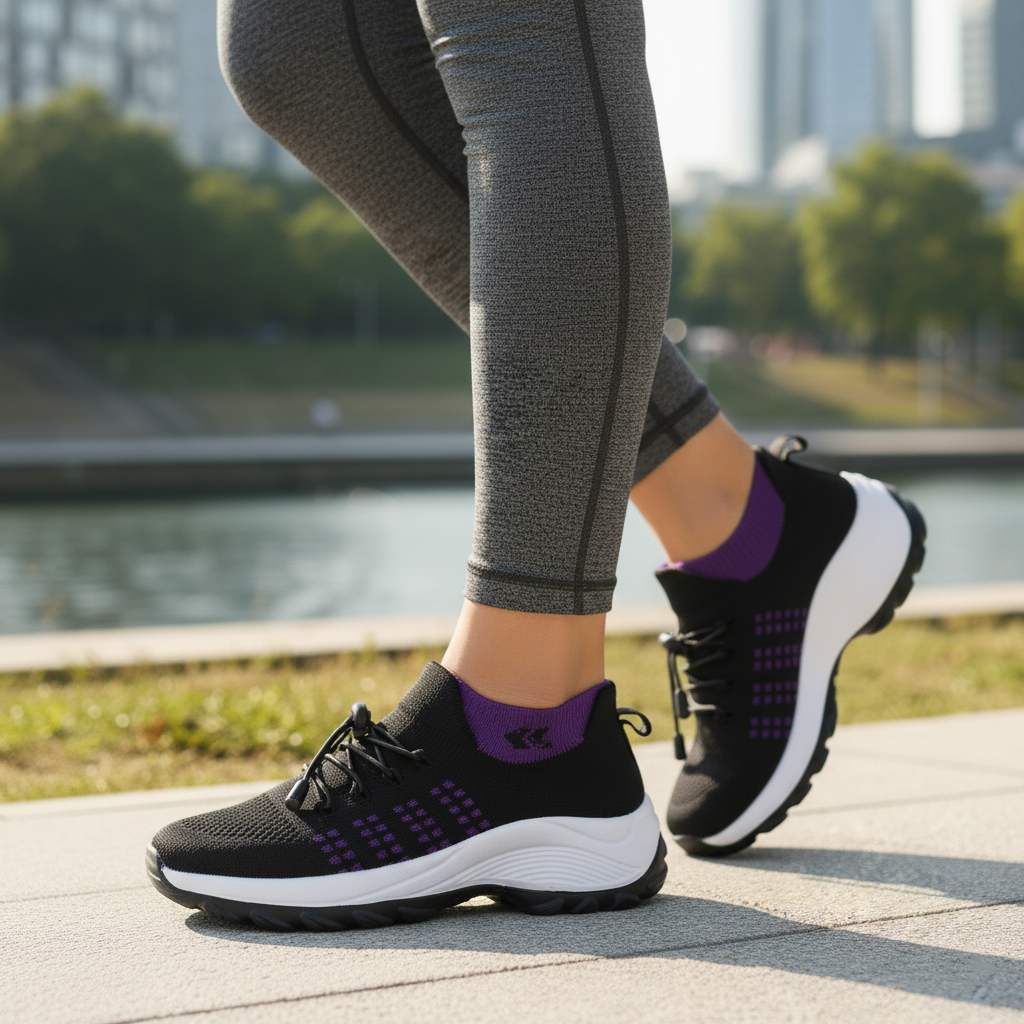 Chaussures Ambulo Tissu Tricoté - Violet Noir