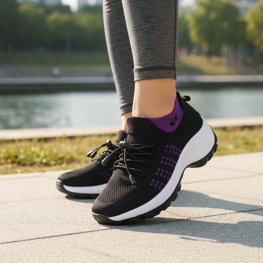 Chaussures Ambulo Tissu Tricoté - Violet Noir