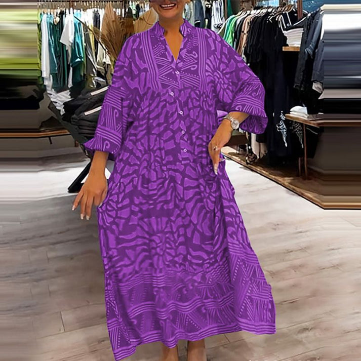 LILIANA | Robe Maxi Fluide avec Imprimé Soleil et Confort Estival – Idéale pour des Journées de Détente