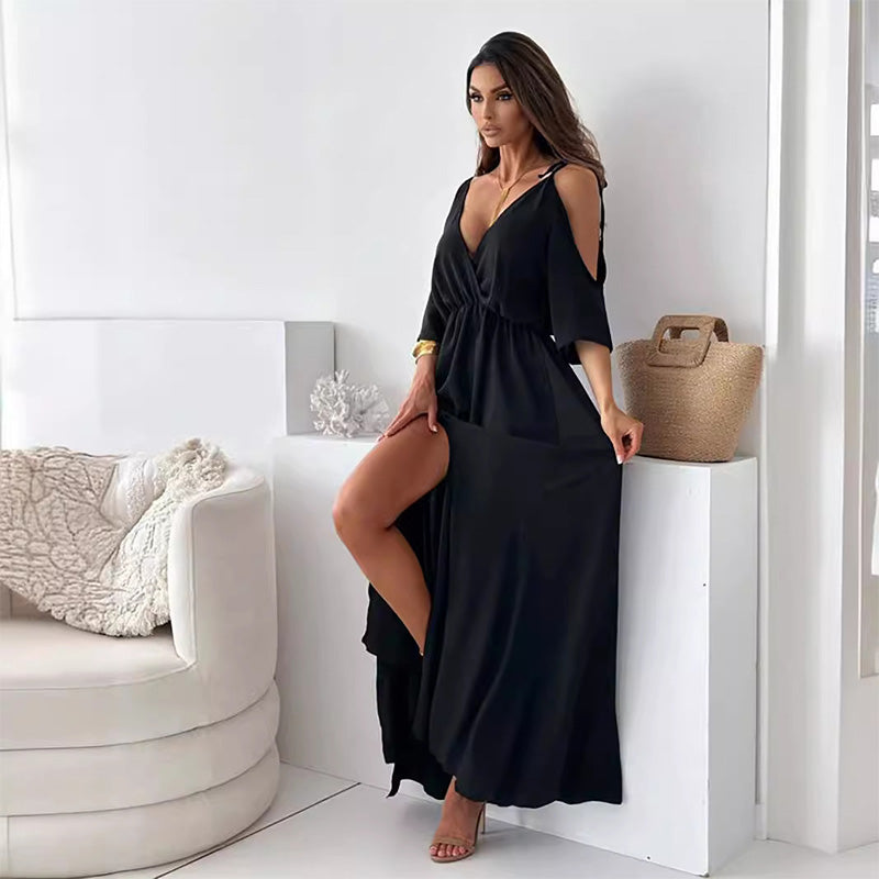 ISABELLA | Robe Élégante avec Fente Latérale et Décolleté en V pour un Style Flatteur et Féminin