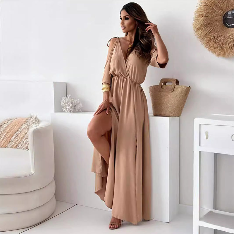 ISABELLA | Robe Élégante avec Fente Latérale et Décolleté en V pour un Style Flatteur et Féminin