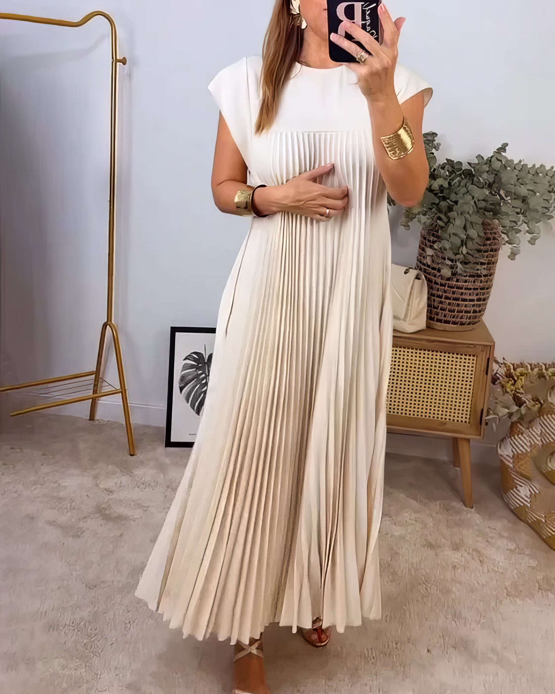 ELEONORA | Robe Plissée Sans Manches, Élégante et Intemporelle